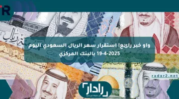 واو خبر رائع! استقرار سعر الريال السعودي اليوم 19-4-2025 بالبنك المركزي